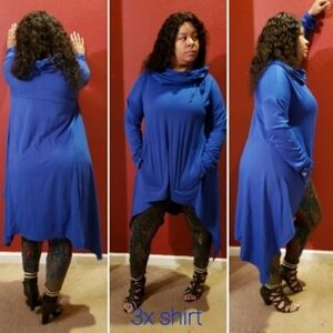 Blue Hooded Tunic Top
